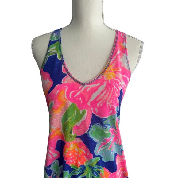 LILLY PULITZER Luxetic Neon Floral Tank Top Size Small - Picture 4 of 6